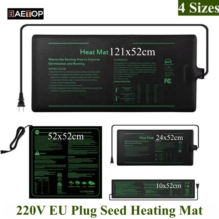 Tapis chauffant pour semis, 4 tailles, 220V, prise ue, coussin chauffant hydroponique étanche pour d