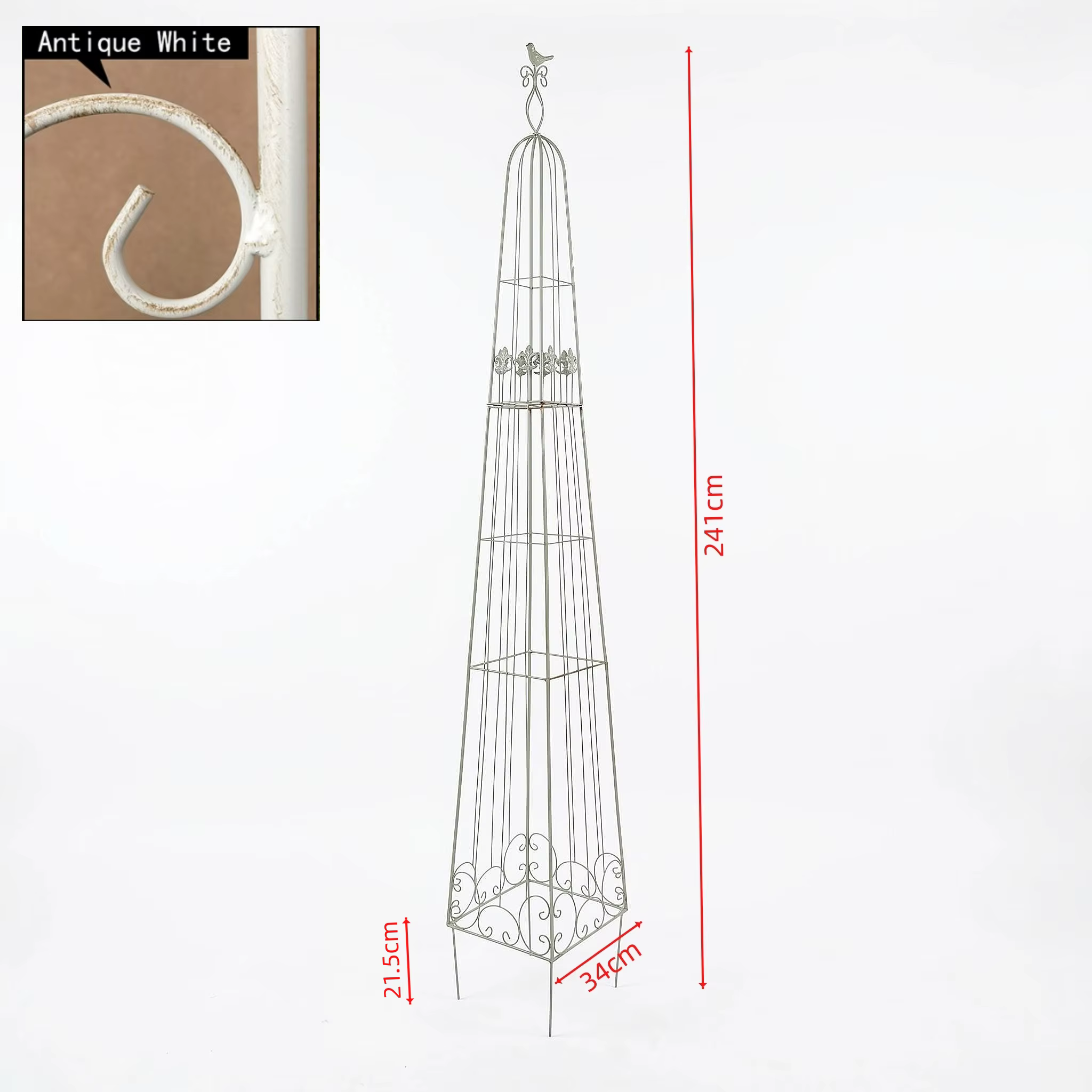 Support pour plantes grimpantes en fer forgé de style vintage de 241 cm de haut pour balcon extérieu