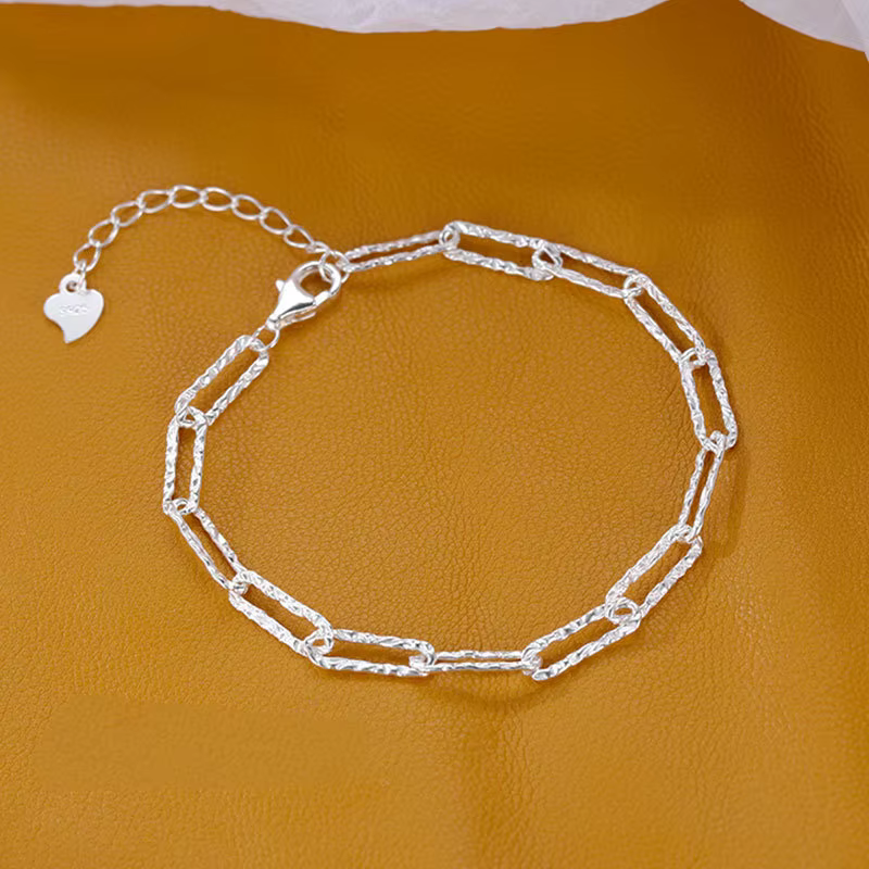 Bracelets élégants en zircon brillant pour femmes, bracelet à pendentif géométrique en argent sterli