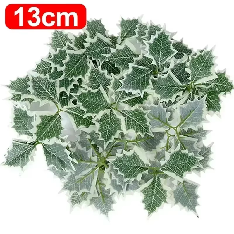 Baies de Houx Artificielles avec Feuilles, Couronne de Bricolage, Fausse Plante, Cuir oral elu Vert,