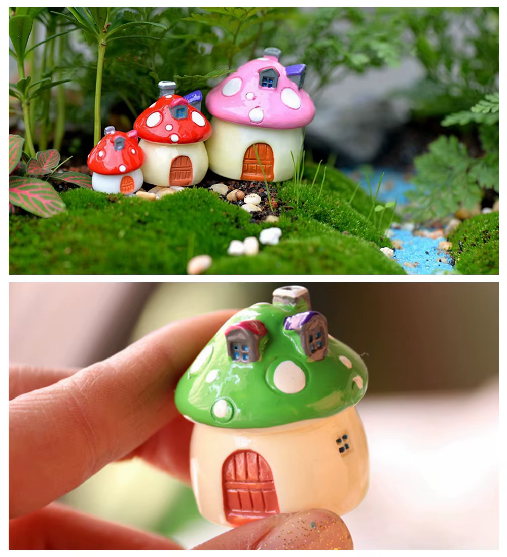 Accessoires de jardin féerique, 4 tailles, ornement de champignon Miniature, Statue, Pot de plante,