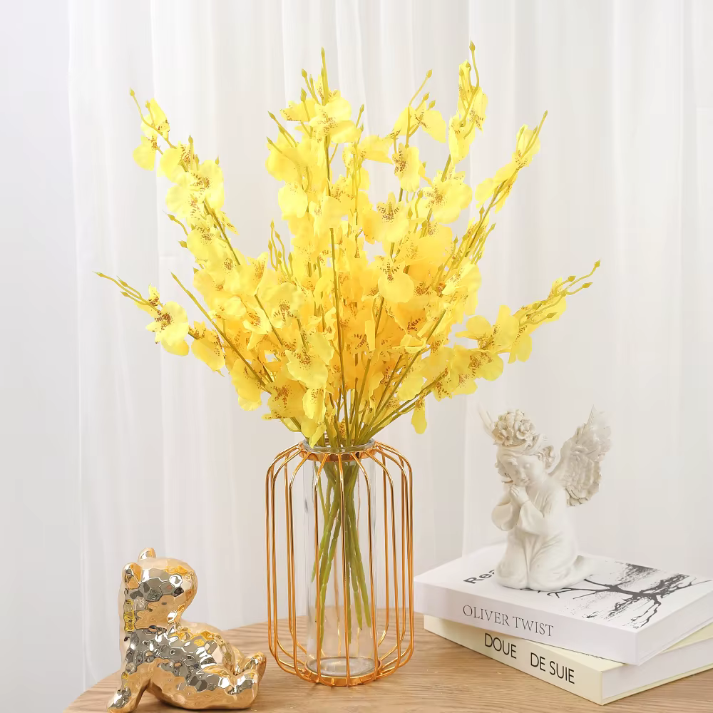 Fleur de cerisier de neige jaune artificielle, décoration de salon, rebord de fenêtre extérieur, déc