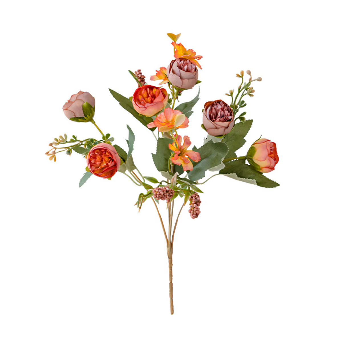 Fleurs artificielles en soie, roses, pivoines, couronne de thé, bouquet de mariée pour festival, mar