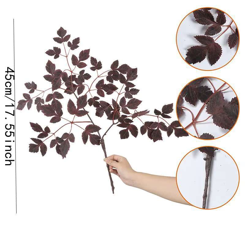 Feuilles artificielles de Cimicifuga en soie de 45 cm, branches d'automne, fausses plantes pour la d