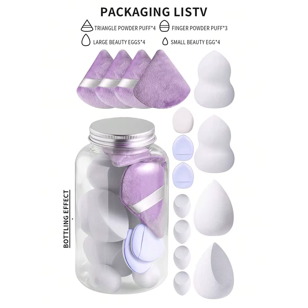 Ensemble d'éponges cosmétiques de style mini pot de miel, 4 grands mélangeurs de beauté, 4 bouffées 