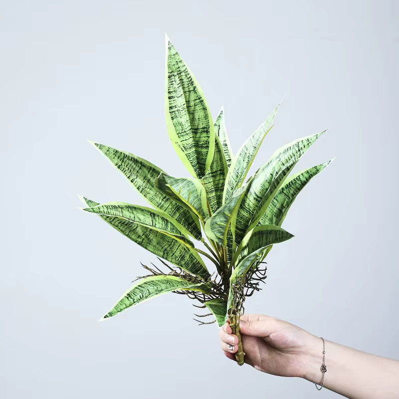 5 pièces de plantes artificielles en plastique, type Sansevieria, vertes, pour décoration florale de