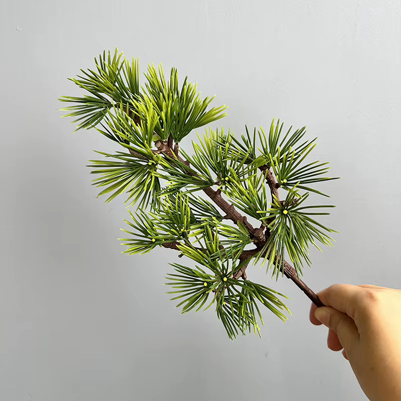 Simulation de branche de Podocarpus, plante en plastique, fausse fleur, décoration de centre commerc