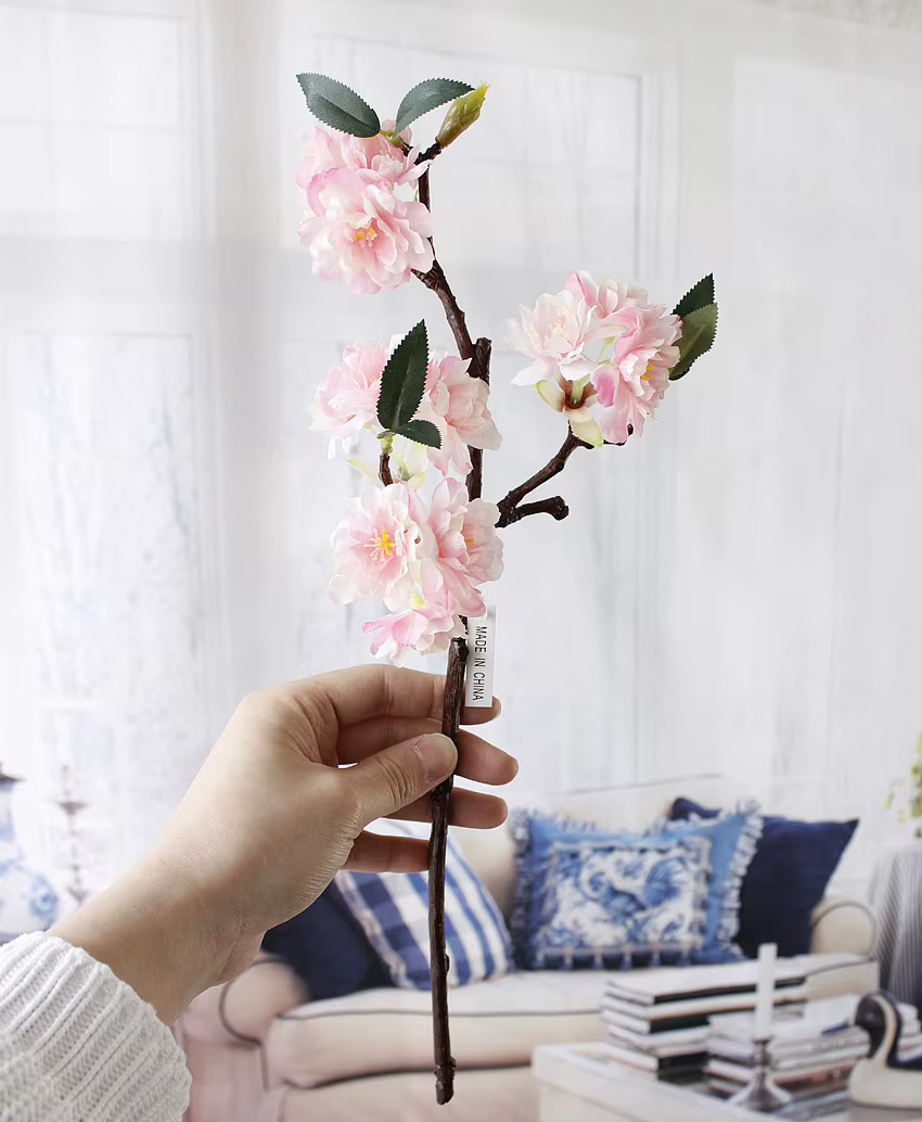Simulation d'aloès vert, 6 pièces, 3 branches de Sakura fourchues, fausses fleurs en soie, décoratio