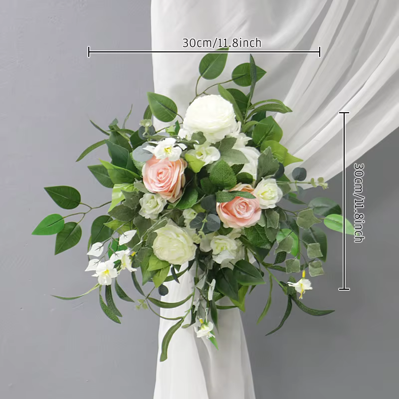 Guirlande de fleurs artificielles feuilles d'olivier et roses, décoration d'arche de mariage, arrang
