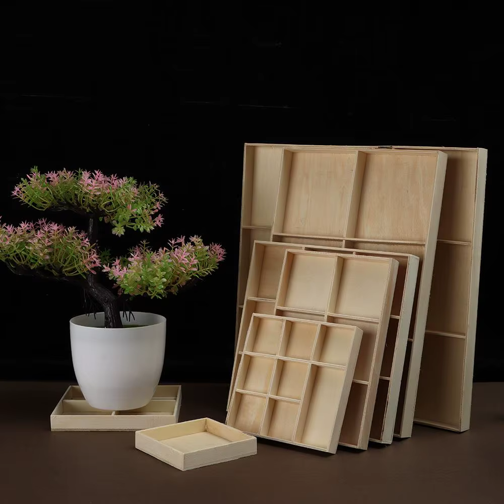 Boîte de rangement en bois pour pot de fleurs, support de bonsaï, présentoir à bijoux, palette de bu