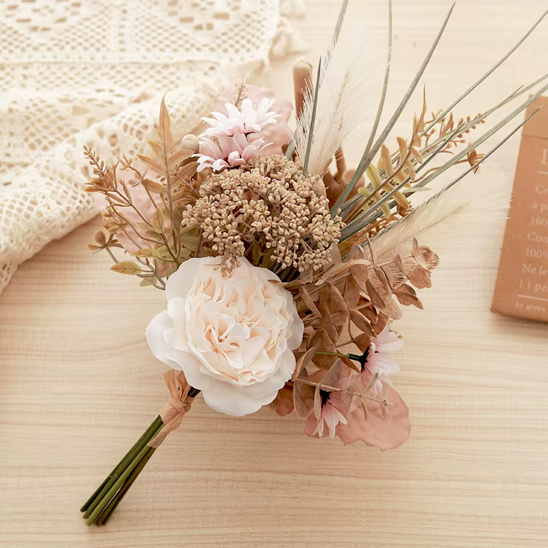 Décoration de mariage fleurs artificielles Rose pivoine Pampas mariée Bouquet maison fête de noël Ar