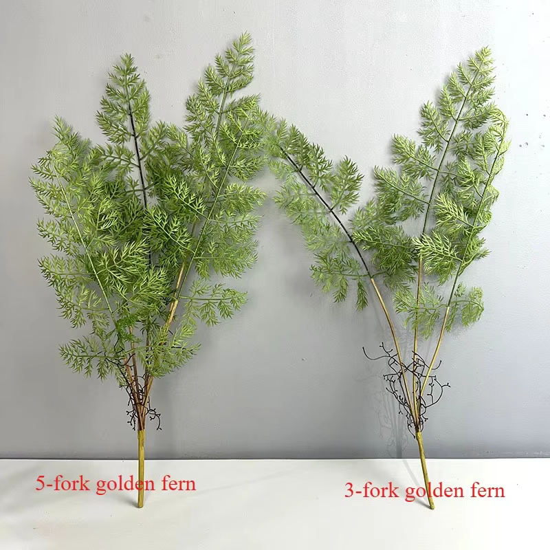Plantes vertes artificielles en plastique, poudre d'or, herbe de fougère, balcon, Simulation décorat