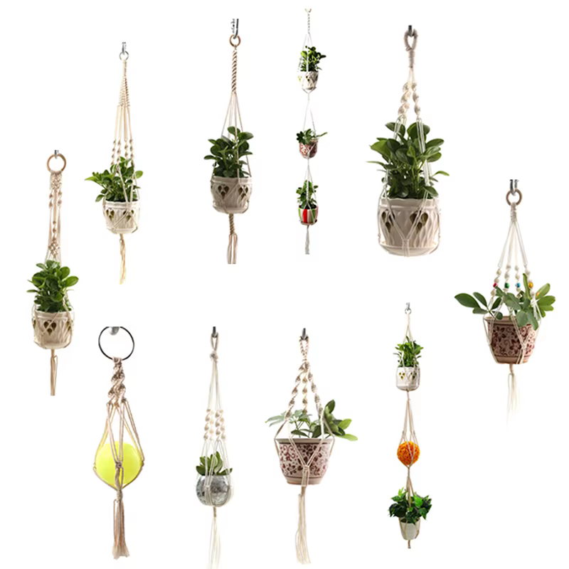 Porte-pot en macramé pour plantes, ULtressée en jute, panier artisanal
