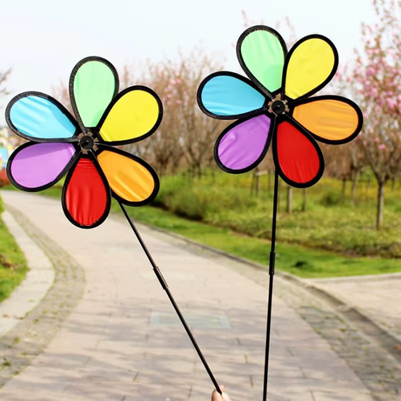 Nouveau Coloré arc-en-ciel Dazy fleur Spinner vent moulin à vent jardin cour décor extérieur