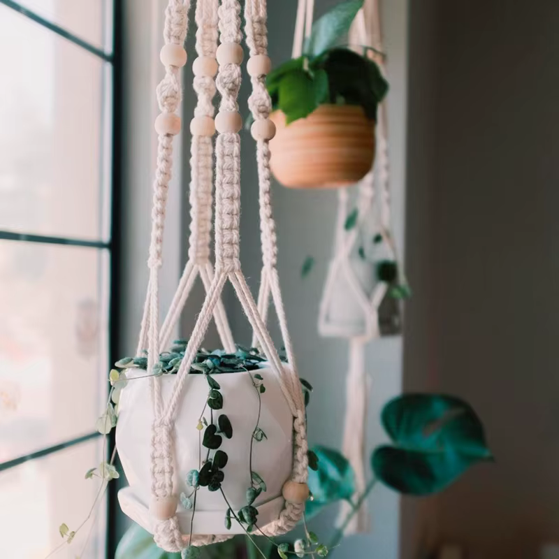 Panier suspendu de plantes en macramé fait à la main, support de Pots de fleurs, décoration suspendu