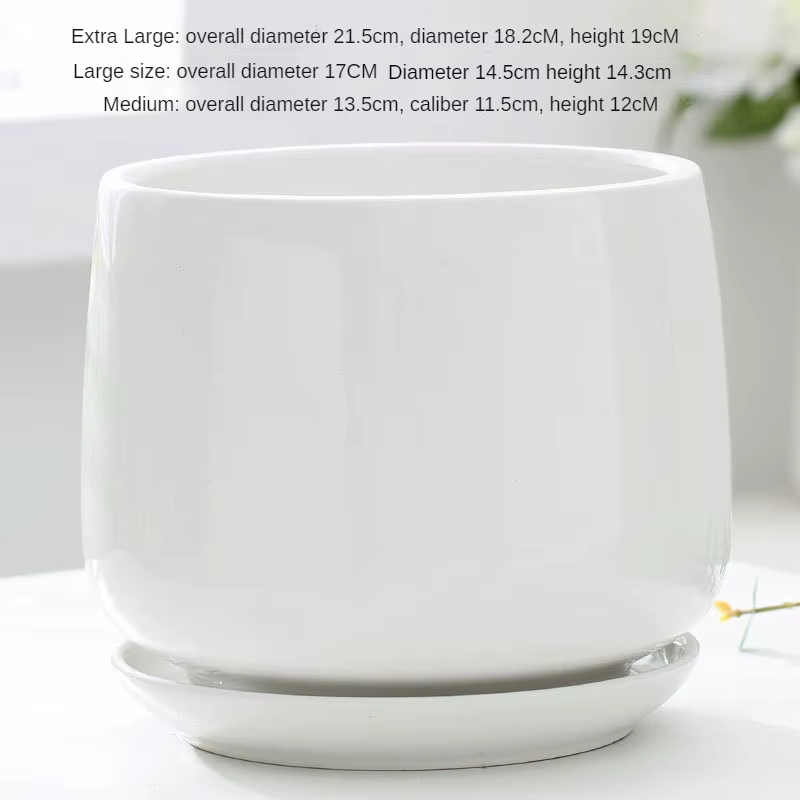 Pot de fleurs créatif en céramique, grand et Extra Large, avec plateau, balcon domestique, pot de fl