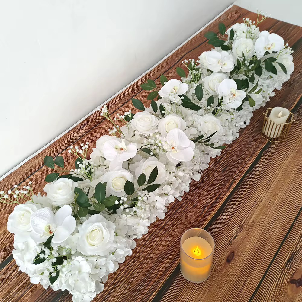 Arrangement floral artificiel pour mariage, série rose blanche, décoration de scène, arrangement de 