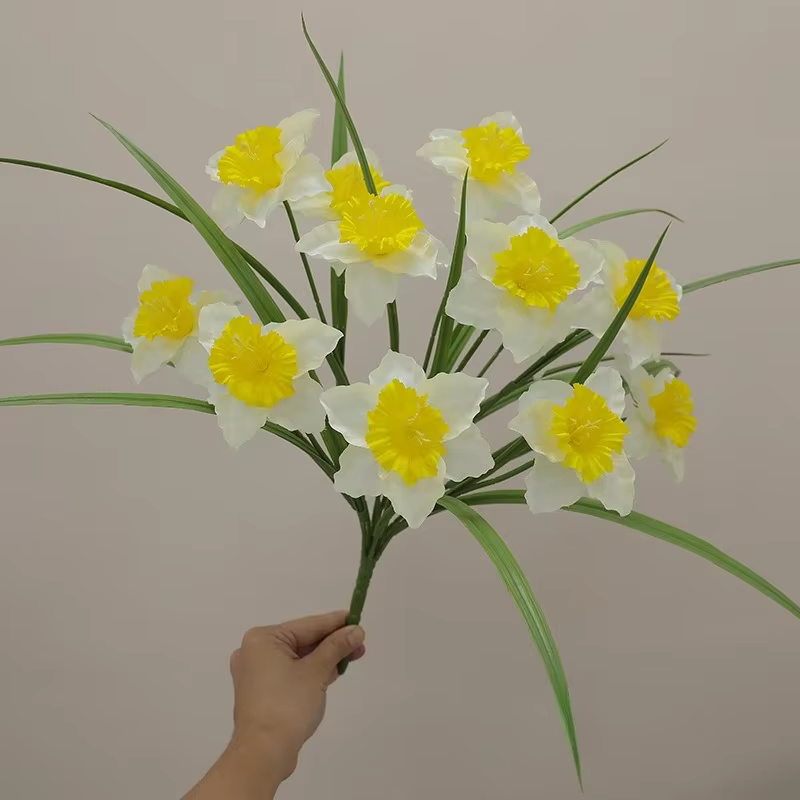 Plante de jonquille blanche, Simulation de fleur, décoration de Restaurant, fausses fleurs, plantes 