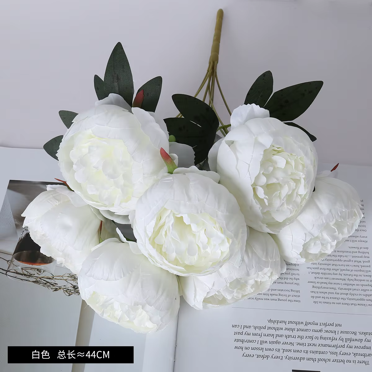 Bouquet de 7 grandes pivoines artificielles en soie pour mariage en extérieur, décoration de la mais