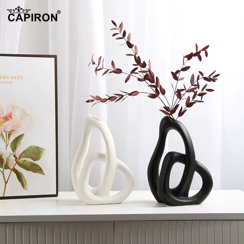 CAPIRON-Vase en céramique abstrait, arrangement floral, salon, bureau de table, accessoires de décor