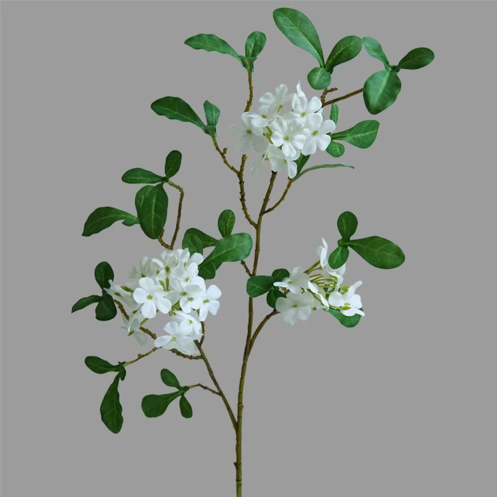 Fleur artificielle à longue tige, bleu brumeux, feuille verte, faite à la main, mini-hortensia de si
