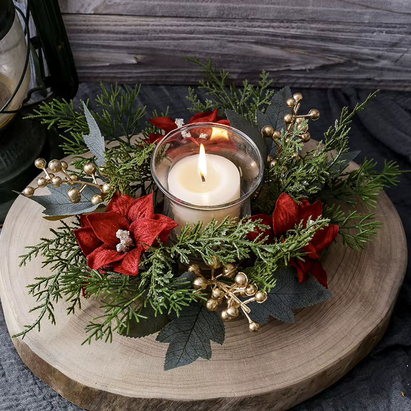 Ornement de table de guirxiété de fleurs artificielles, Noël enrichi, ci-après, anneau, décoration d