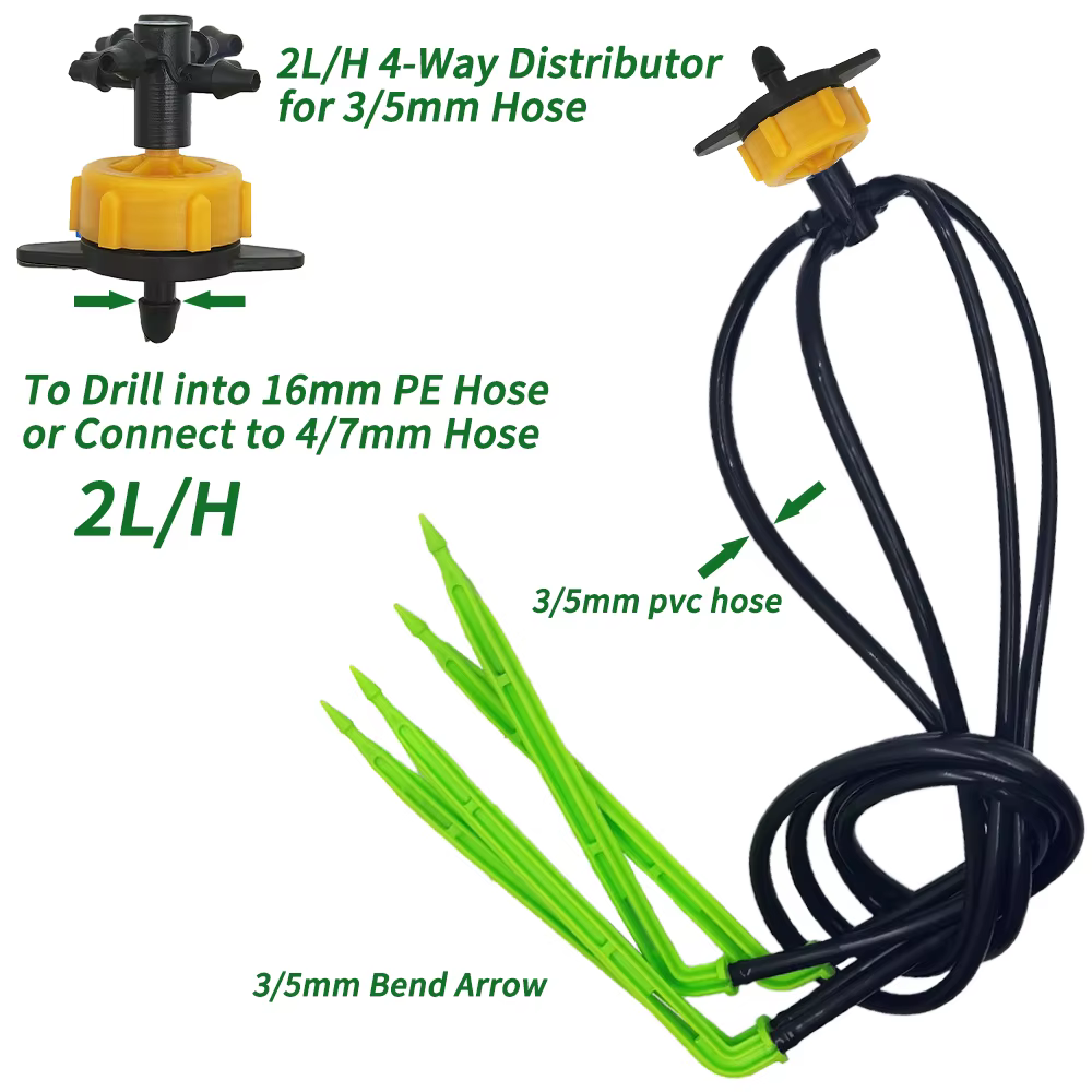 WUJIE 50-1000 pièces 1/8 ''gouteurs verts 3/5mm émetteurs de flèche pliante jardin en pot Irrigation