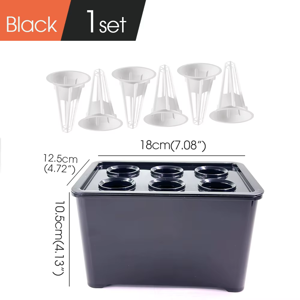 Système de culture hydroponique blanc/noir, boîte hydroponique, Pot de pépinière à 6 trous pour plan