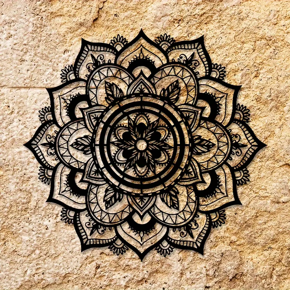 Décoration murale en métal Mandala Bohème Fleur de Lotus Zen pour la maison, facile à accrocher, sal
