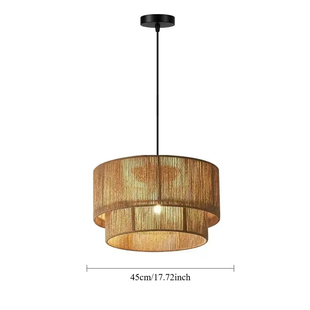 Lustre bohème JOYINLED en rotin, luminaire suspendu au plafond, 45 cm, abat-jour en corde de chanvre