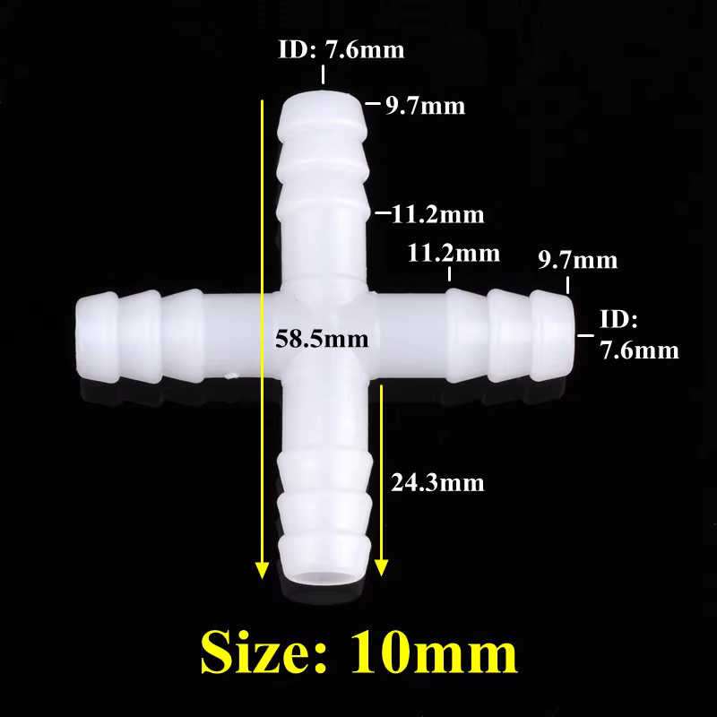 Connecteur croisé PE 8mm 10mm, 5 à 500 pièces, tuyau de pompe à Air pour réservoir d'aquarium, Joint