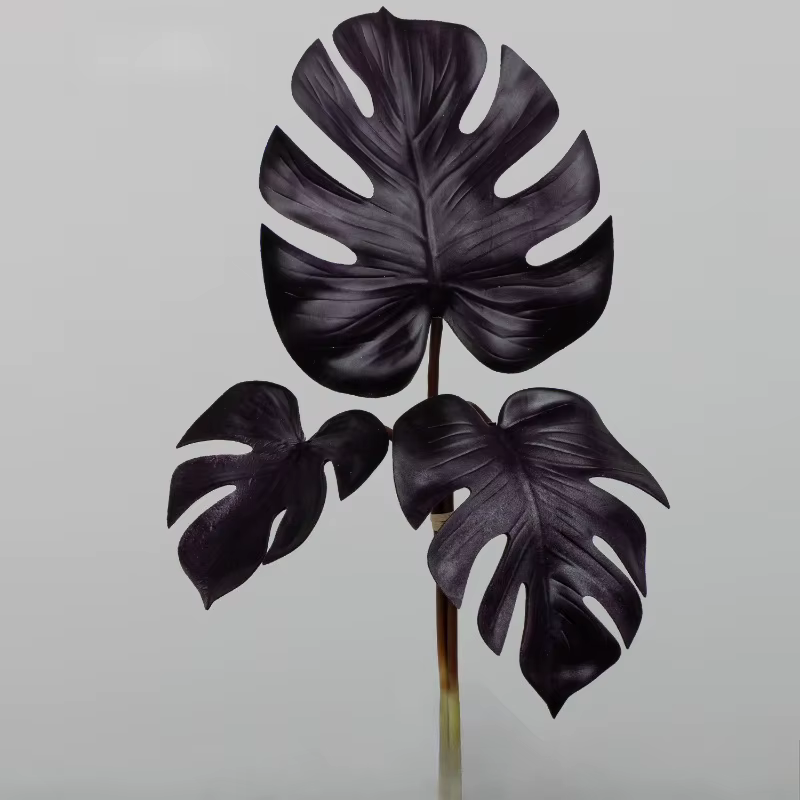 Lot de 5 feuilles de Monstera artificielles en PU, plantes vertes pour décoration de fête et festiva