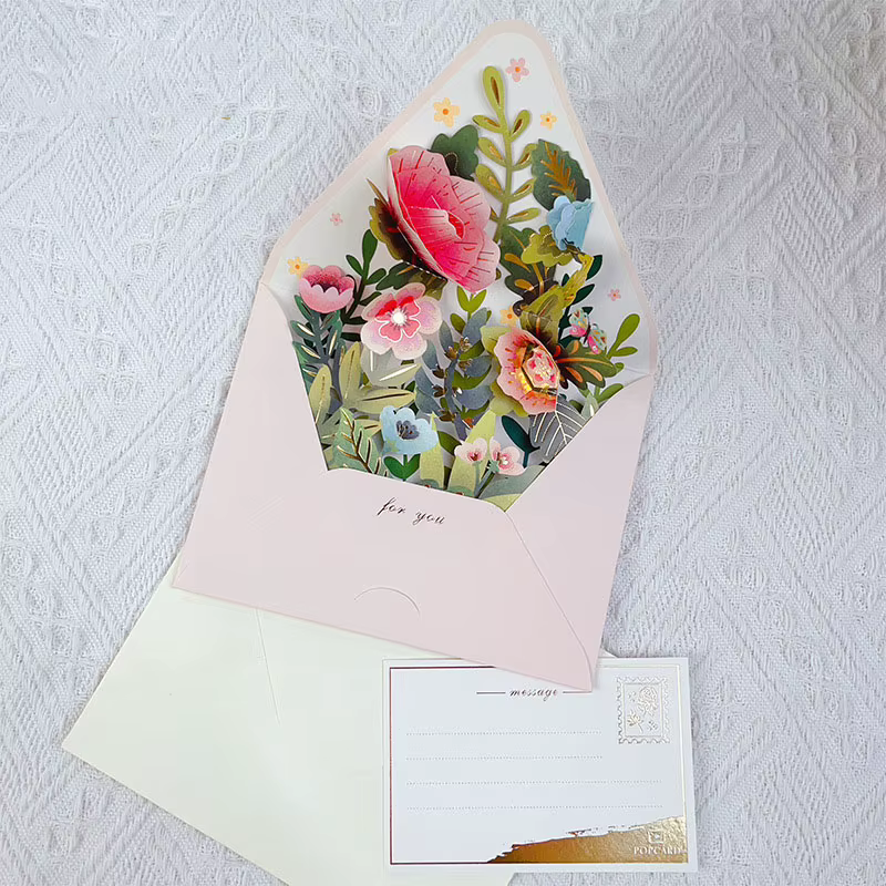 Cartes de vœux à fleurs surprise de style pop-up adaptées aux festivals Saint-Valentin anniversaire