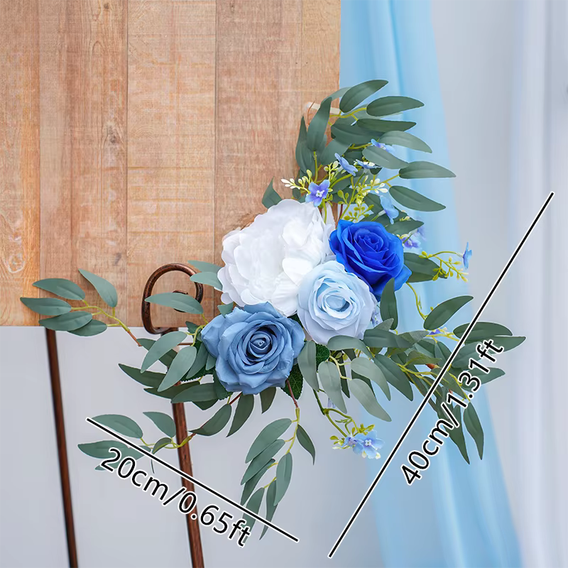 C8634 Haze série bleue fleur avec verdure signe de bienvenue fleur fournitures d'événement de mariag