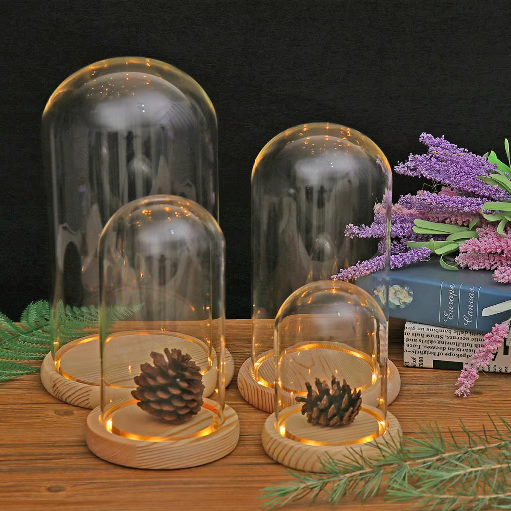 Présentoir de table couvercle en verre Terrarium conteneur décor fleurs sèches ornements artisanat c