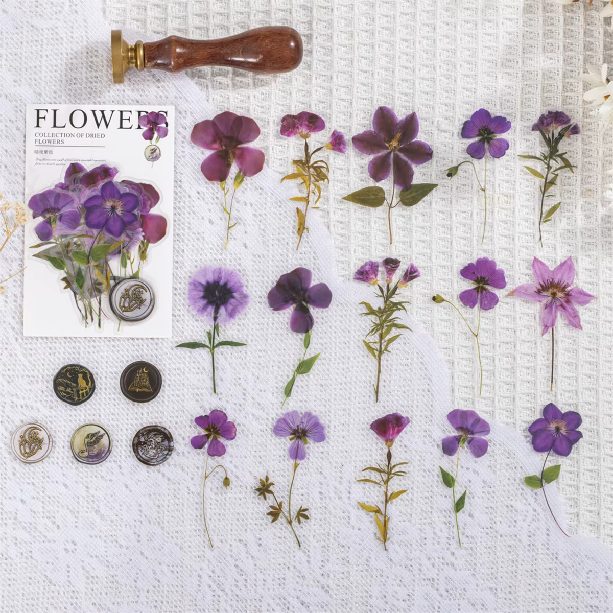 JIANQI-Kit d'autocollants floraux transparents, matériel de scrapbooking l'horloge, papeterie esthét