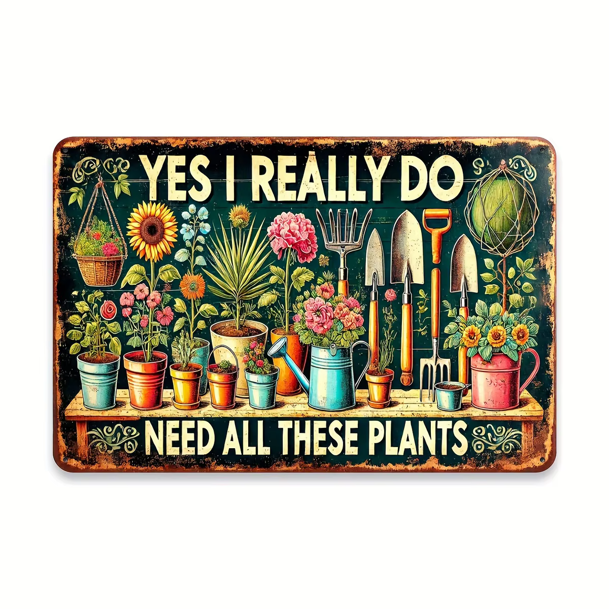 [Plaque de jardin vintage] Plaque en métal vintage sur le thème du jardin |   Oui, j'ai vraiment bes