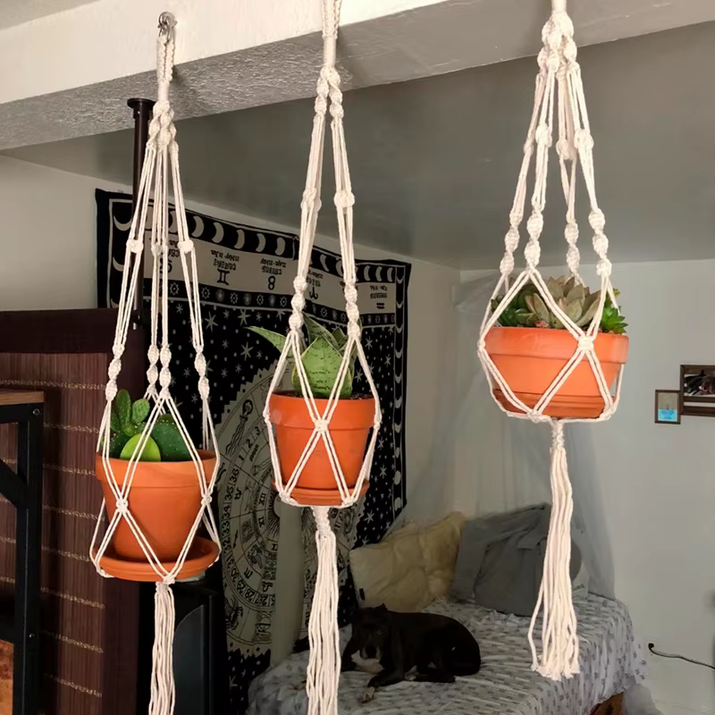 Panier suspendu de plantes en macramé fait à la main, support de Pots de fleurs, décoration suspendu