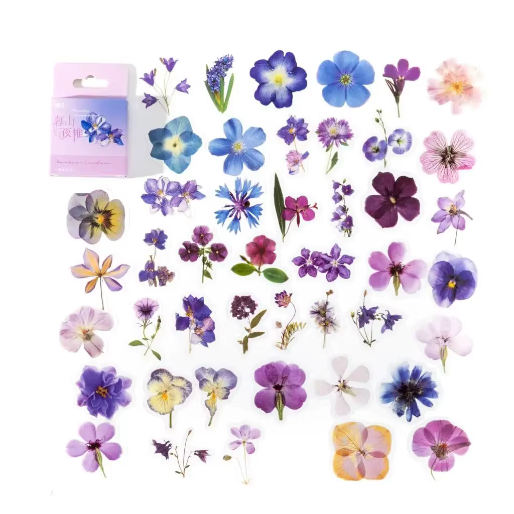 Ensemble d'autocollants de journal en PET, étiquette florale, Kawaii, pour emballage cadeau, Scrapbo
