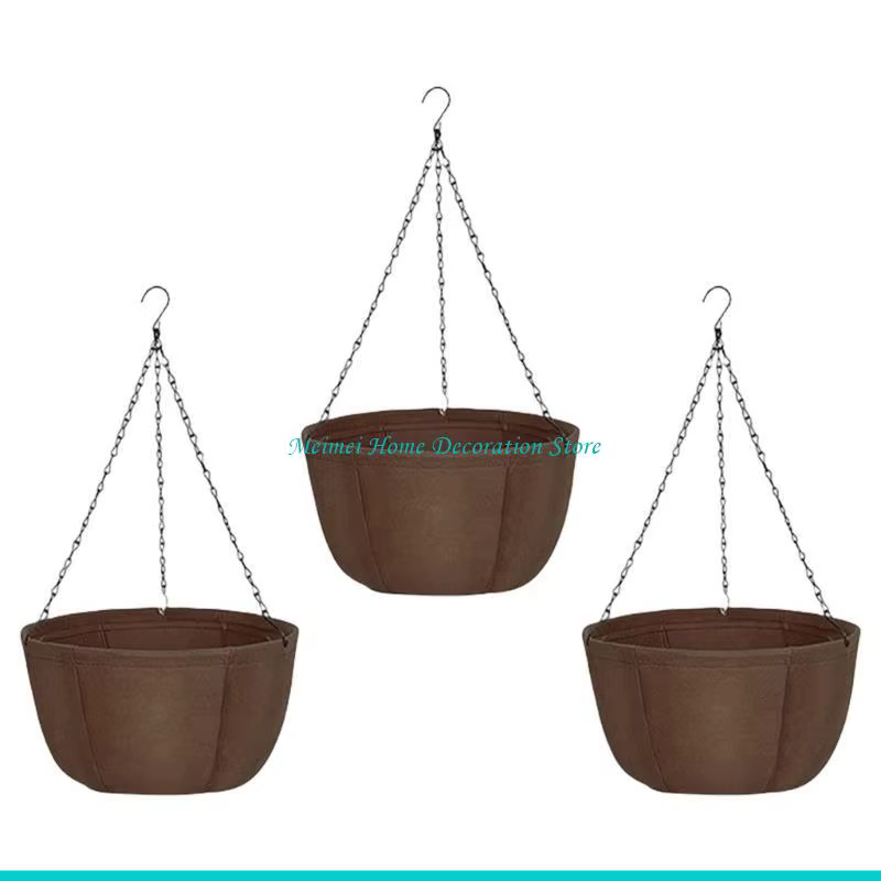 H7BF – lot 3 supports plantes suspendus d'extérieur, panier jardinière avec tissu non tissé résistan