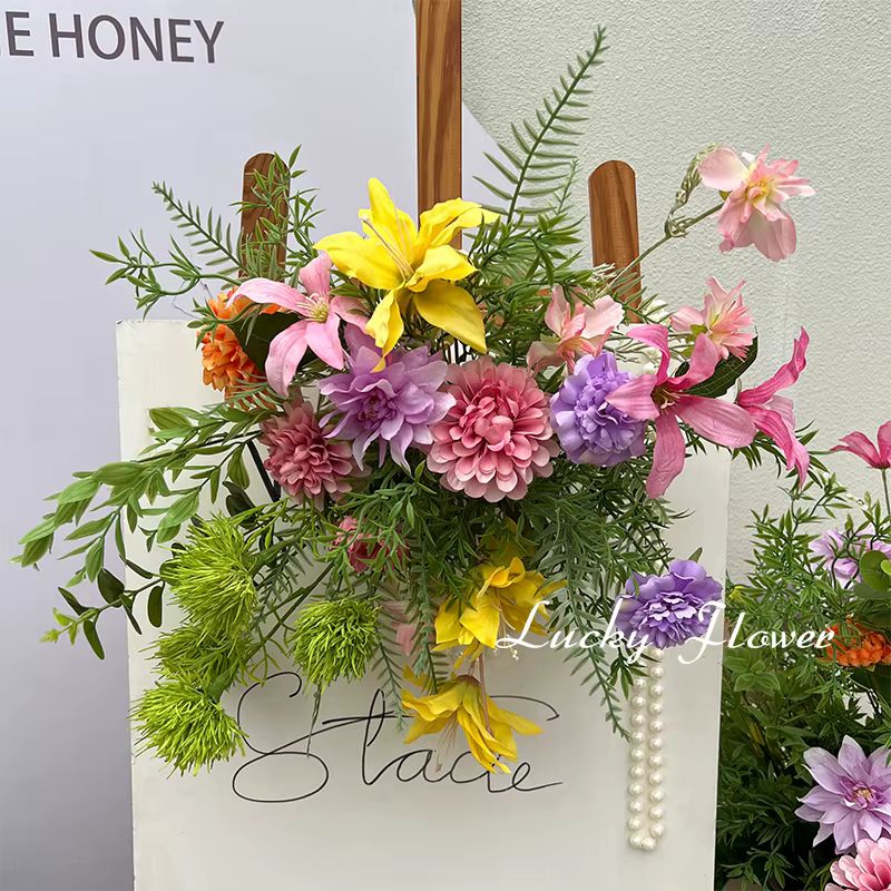 Monet – fleurs artificielles de Style jardin, décoration de mariage, boule de fleur de plomb de rout
