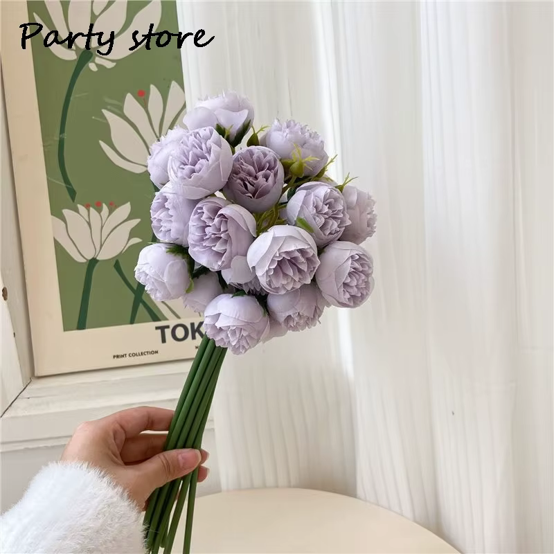 Rose rose pivoine fleurs artificielles 1 Bouquet 27 têtes Roses fausse fleur pour Vase de Table orga