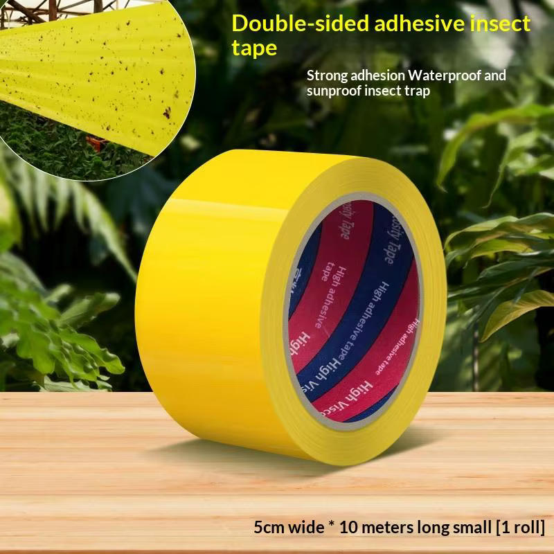 Ruban anti-parasites pour jardin, 1 rouleau de 10 mètres, jaune, double face, prévient les pucerons,