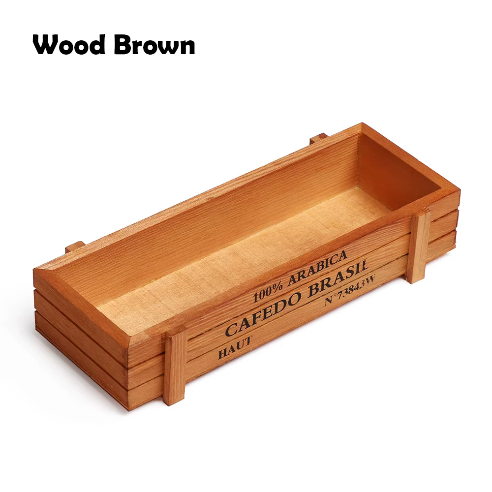 1 pot décoratif en bois pour plantes succulentes, boîte à fleurs rectangulaire, vase vintage, caisse