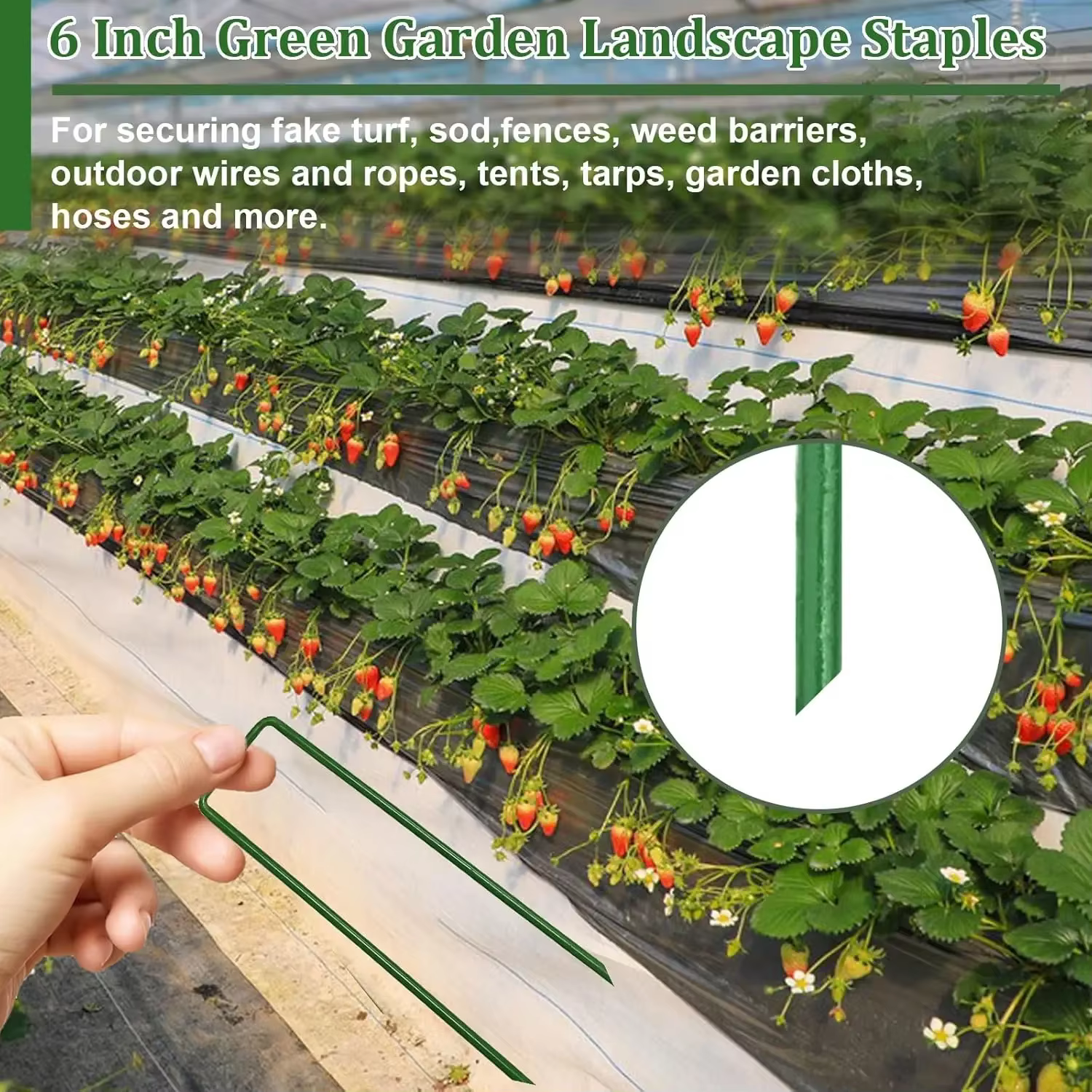 Agrafes de paysage en forme de U, 10/200 pièces, épingles de jardin, piquets de jardin, piquets robu