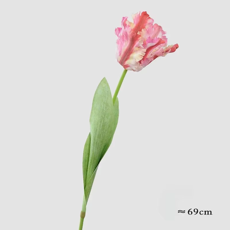 Fleur artificielle perroquet tulipe 69CM, Texture d'impression 3D, fleur en soie hydratante, décorat