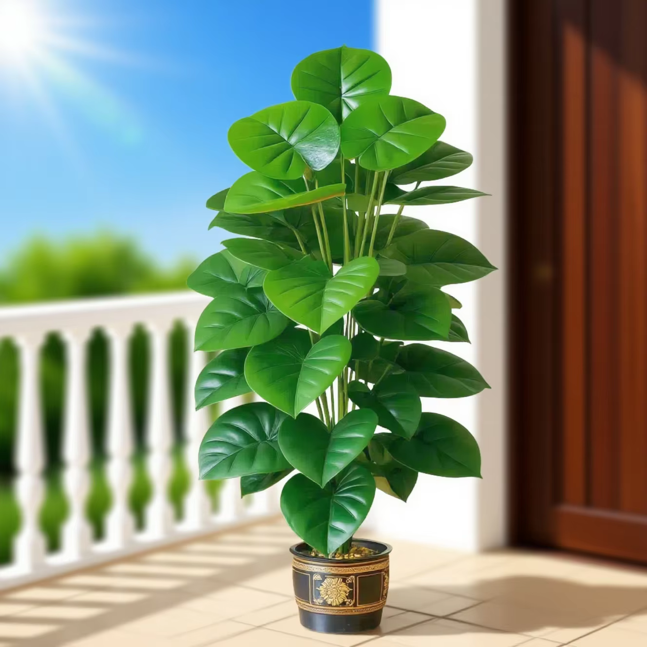 Grande plante de Pothos artificielle avec 24 feuilles, fausse verdure haute en pot pour la décoratio