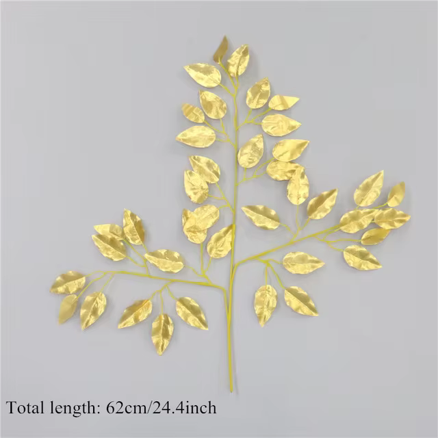 Matériaux d'arrangement de fleurs artificielles série dorée, Plam, feuille d'eucalyptus, plantes, he