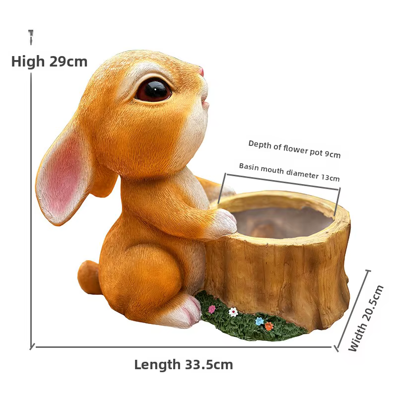 1 pièce Pot de fleurs lapin adorable en résine, pour plantes succulentes, motif animal apaisant, déc