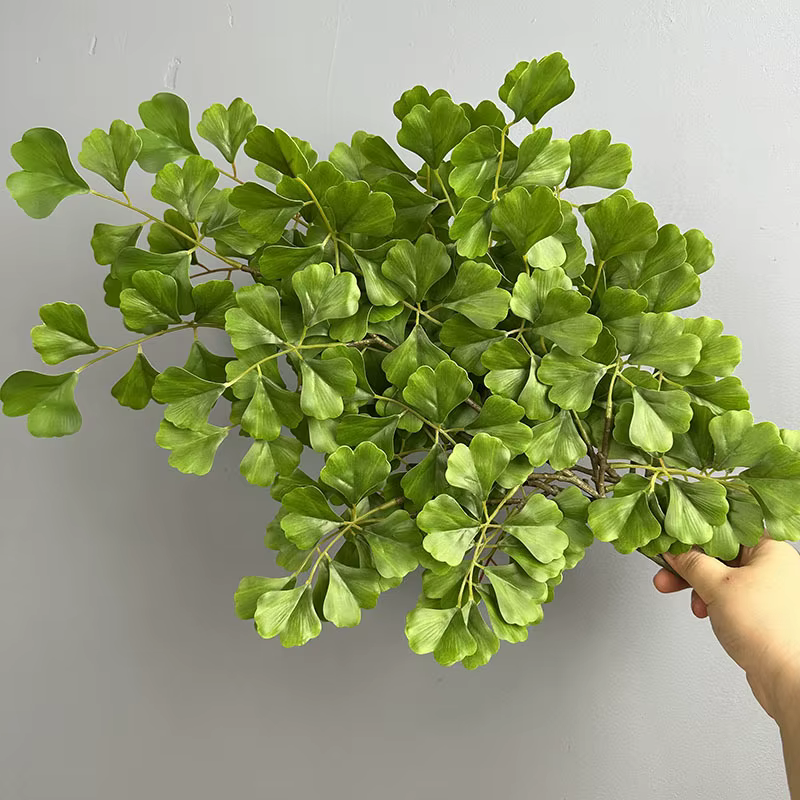 8 pièces de plantes artificielles en plastique, branches de feuilles de Ginkgo, décoration de bureau